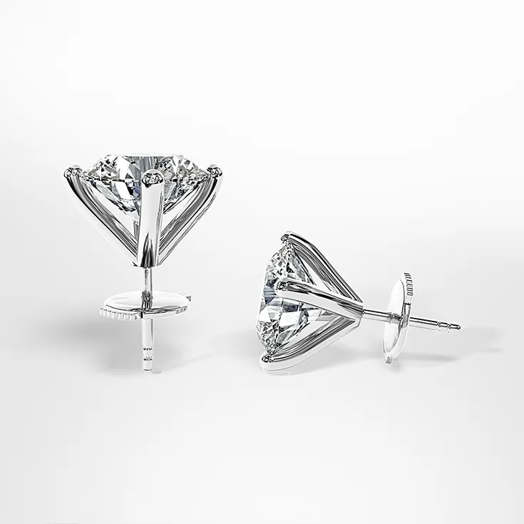 Stud Earrings With Round Shape Diamond 2 ct.  - picture 