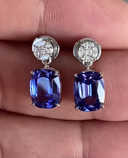 Tanzanite earrings pair 3.23 ct. and 3.16 ct.