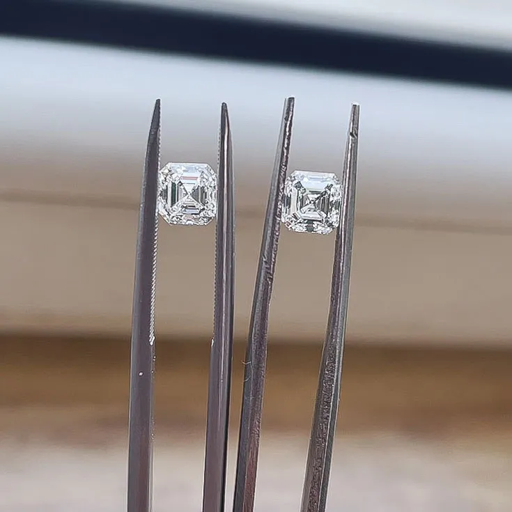  Natural Asscher Pair Diamond 0.8 & 0.8 ct.