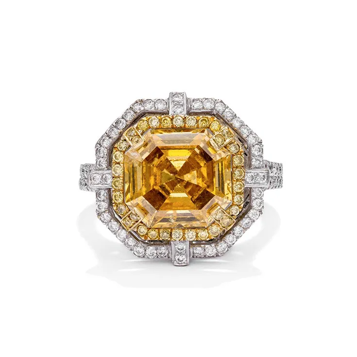 Yellow Color Diamond Ring 4.92 ct.