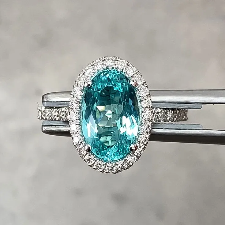 Gold Ring With Paraiba 2.43 ct. and Diamonds 0.45 ct.