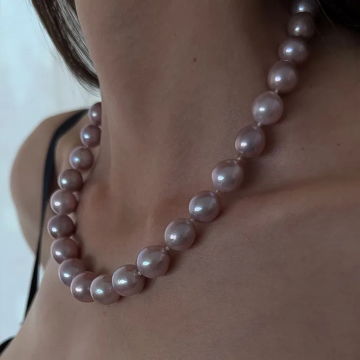Freshwater Pink Pearl Necklace 13-14 mm