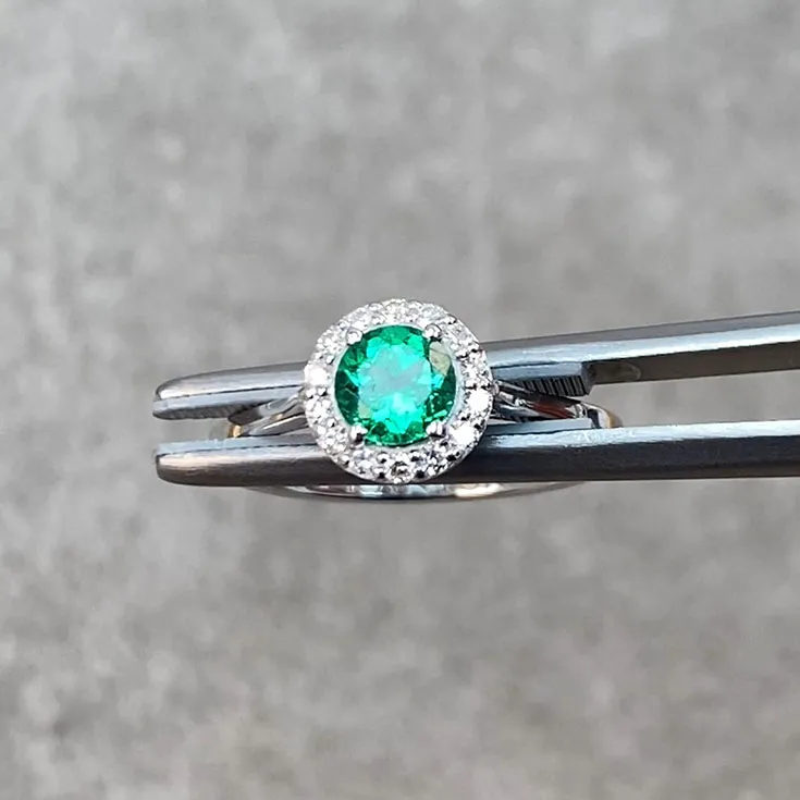  Natural Emerald Ring 0.5 ct. with Diamonds
