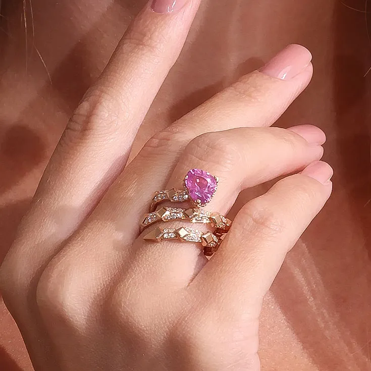 Ring Snake with Heart Spinel 2.228 ct. and Diamonds 1.25 ct. - picture 