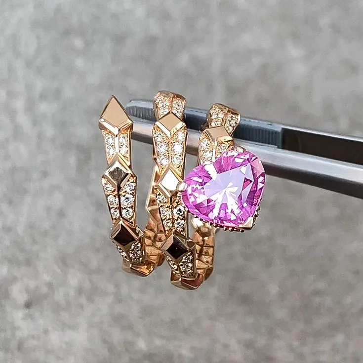 Ring Snake with Heart Spinel 2.228 ct. and Diamonds 1.25 ct.