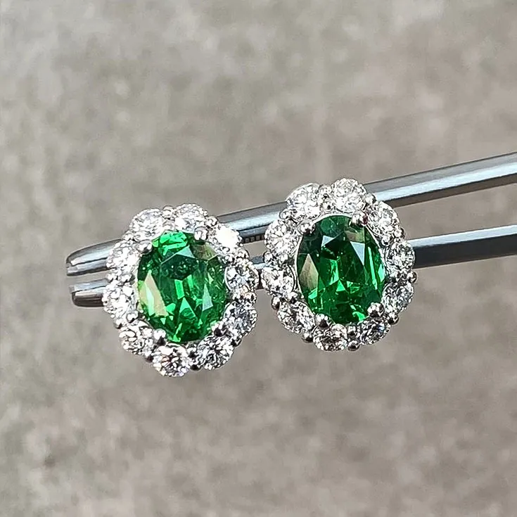 Earrings with Tsavorite 2.59 ct. and Diamonds 1.35 ct.