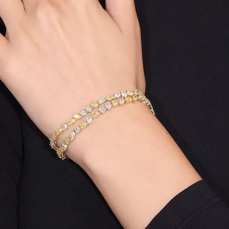 Yellow and White Diamond Bracelet – 13.77 Carats, 70 Stones - picture 