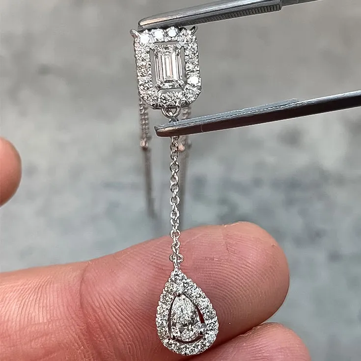 Two-Part Diamond Pendant - Emerald and Pear Cuts, 0.4 Carats Each - picture 