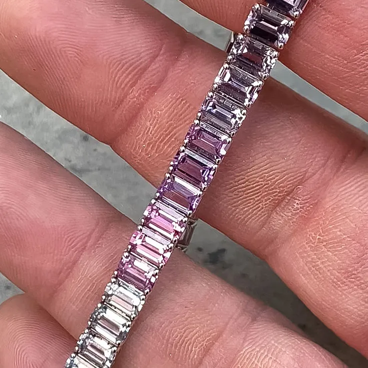 Rainbow Sapphire Bracelet – 46 Emerald-Cut Sapphires, 30 Carats - picture 