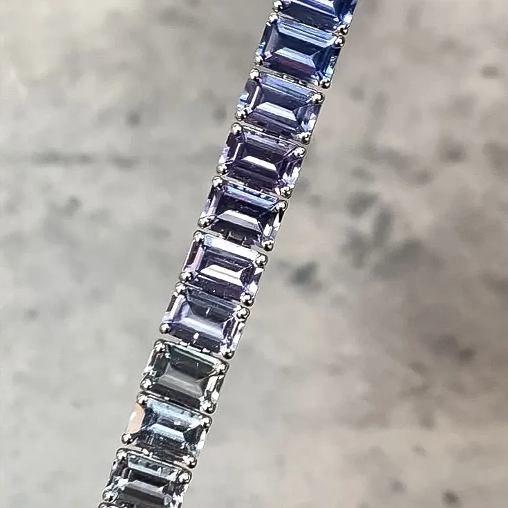 Rainbow Sapphire Bracelet – 46 Emerald-Cut Sapphires, 30 Carats