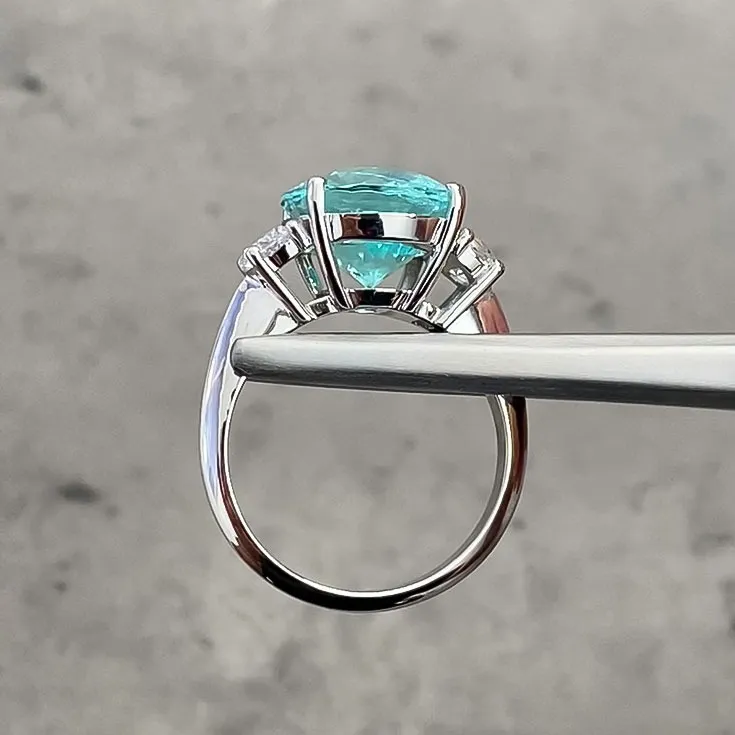 Oval Paraiba Tourmaline Ring – 7.02 Carats with Diamond Accents - picture 