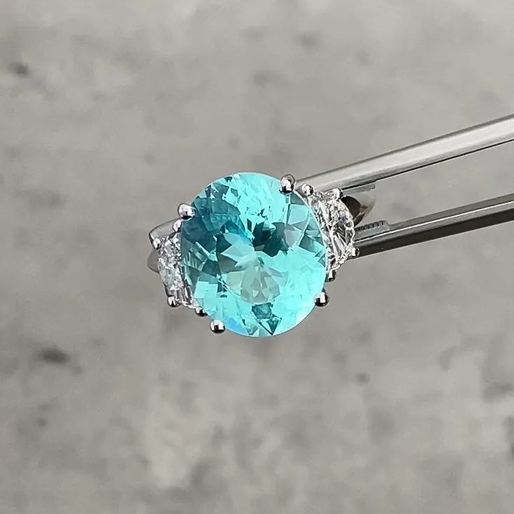 Oval Paraiba Tourmaline Ring – 7.02 Carats with Diamond Accents
