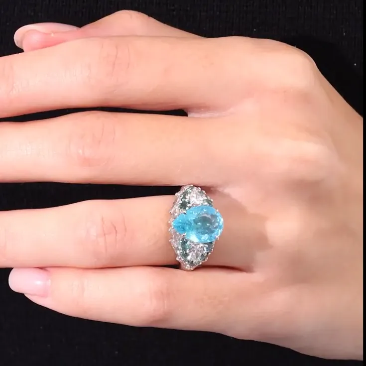 Paraiba Tourmaline Ring 4.11 ct with mele diamond - picture 