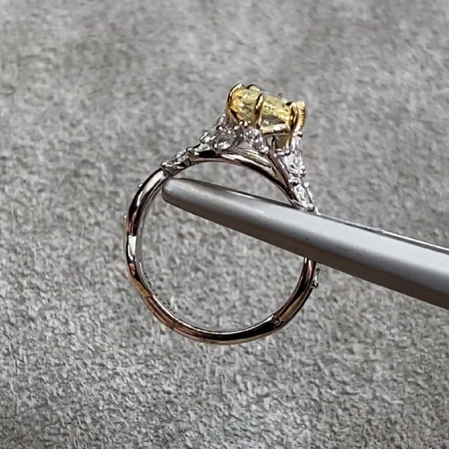 Yellow Marquise Diamond Ring 1.35 ct with Mele Diamonds 0.4 ct. - picture 