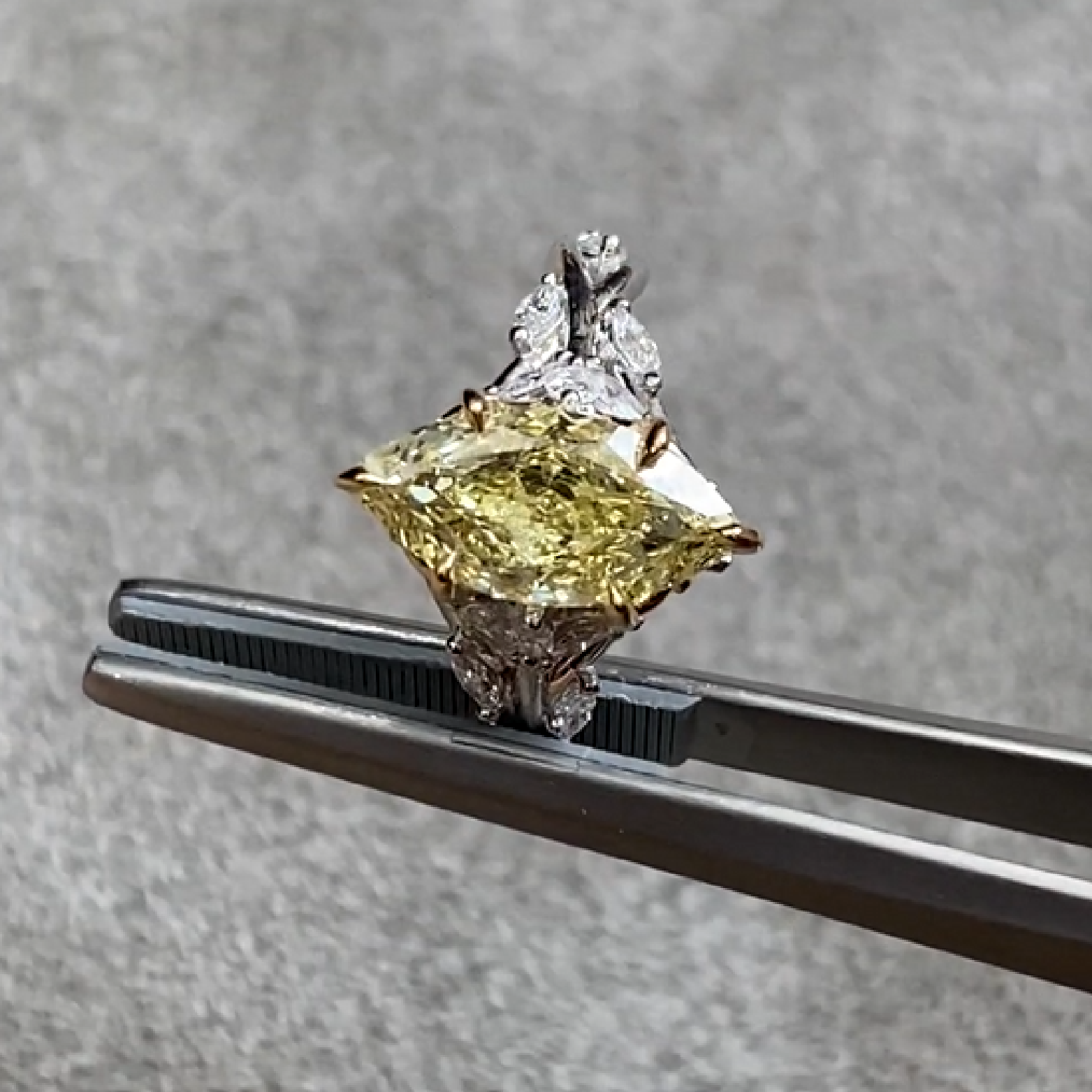 Yellow Marquise Diamond Ring 1.35 ct with Mele Diamonds 0.4 ct. - picture 