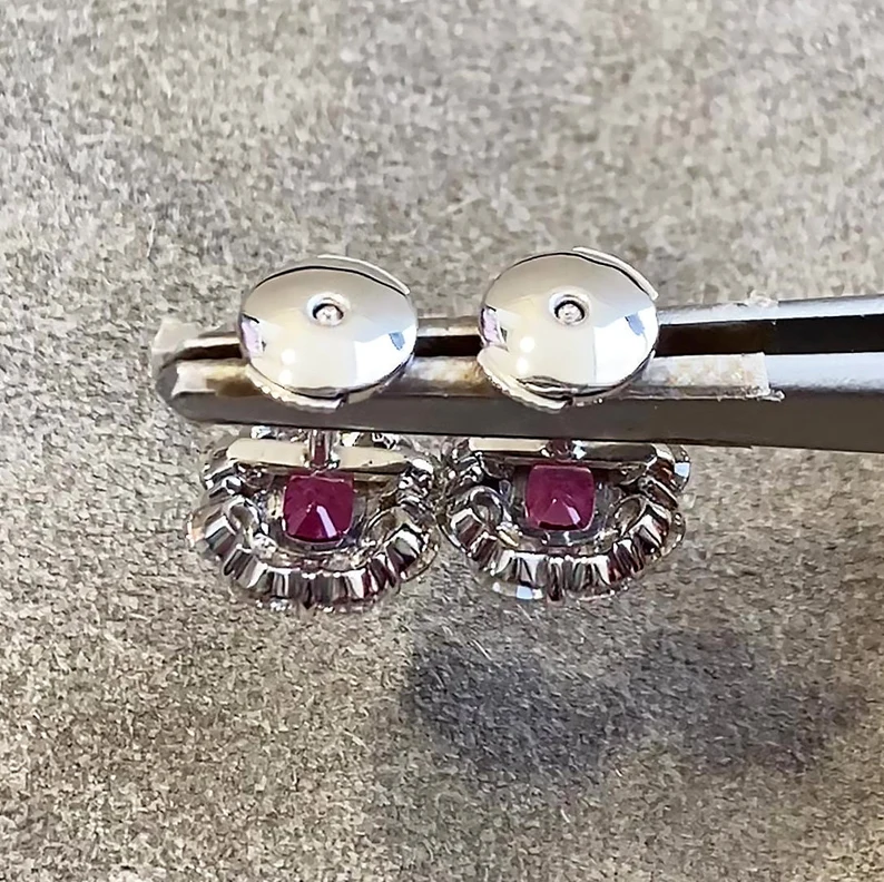  Solid White Gold Spinel Earrings 2 ct. - picture 