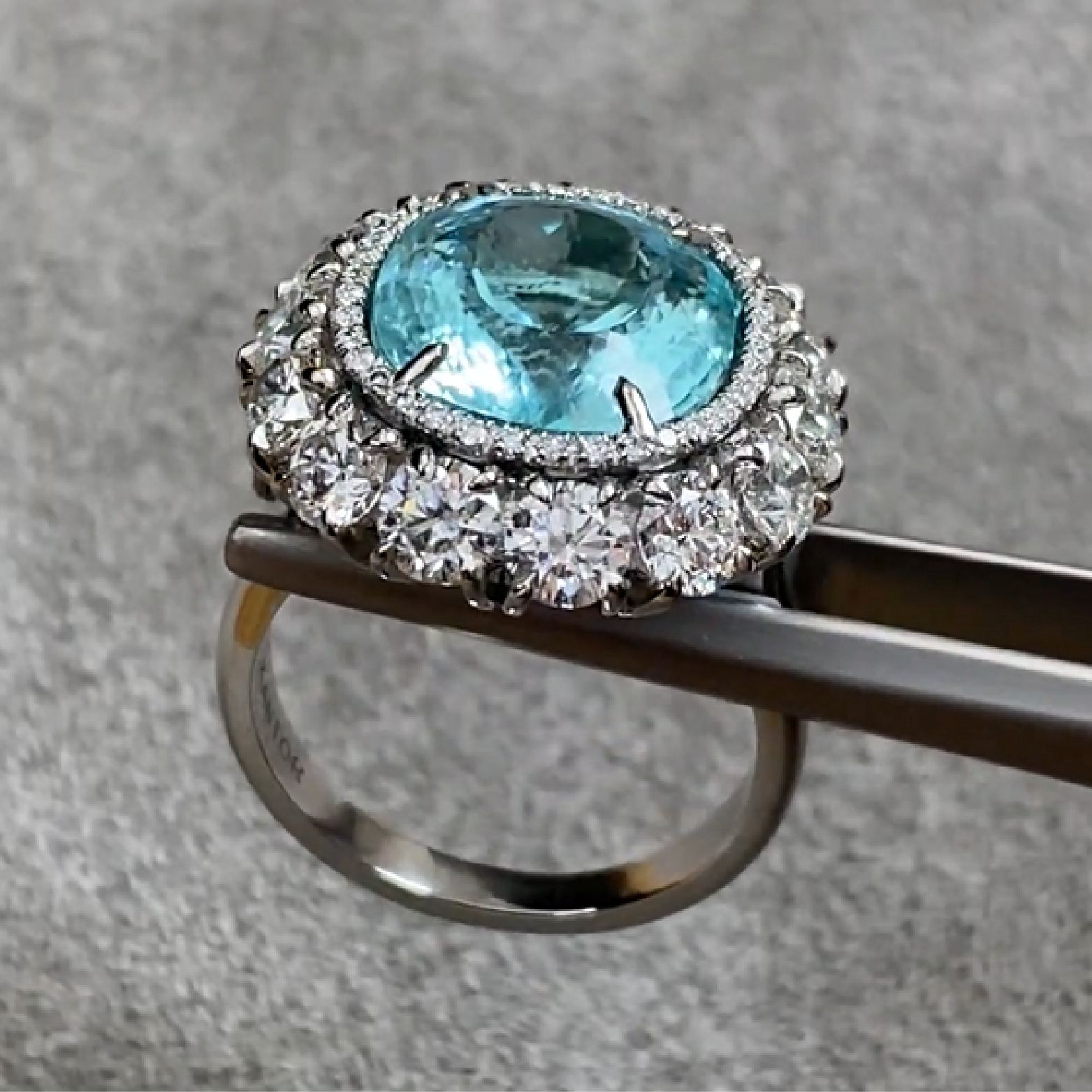Paraiba Tourmaline Ring 7.5 ct. with Diamond Halo 0.2 ct. - picture 