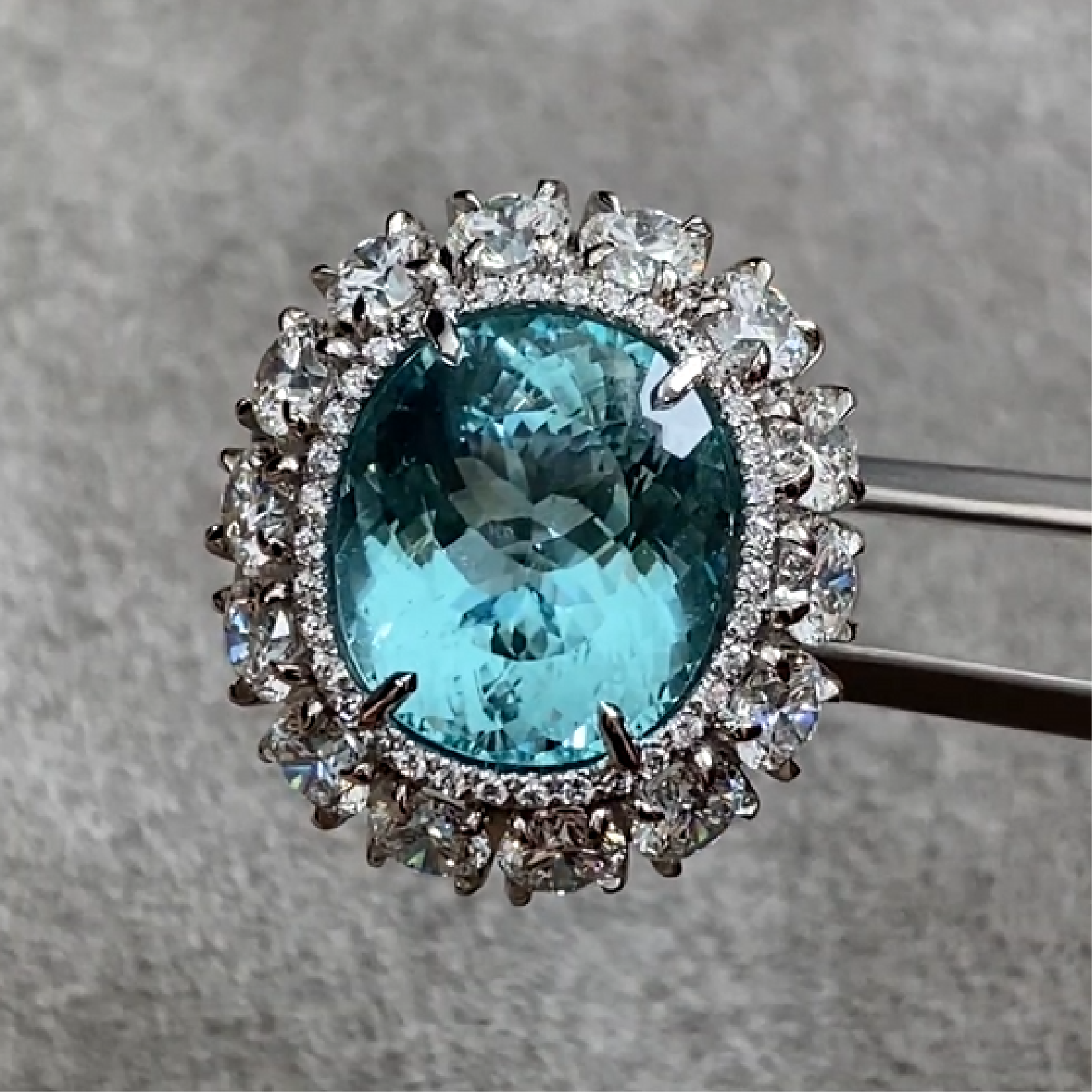 Paraiba Tourmaline Ring 7.5 ct. with Diamond Halo 0.2 ct.