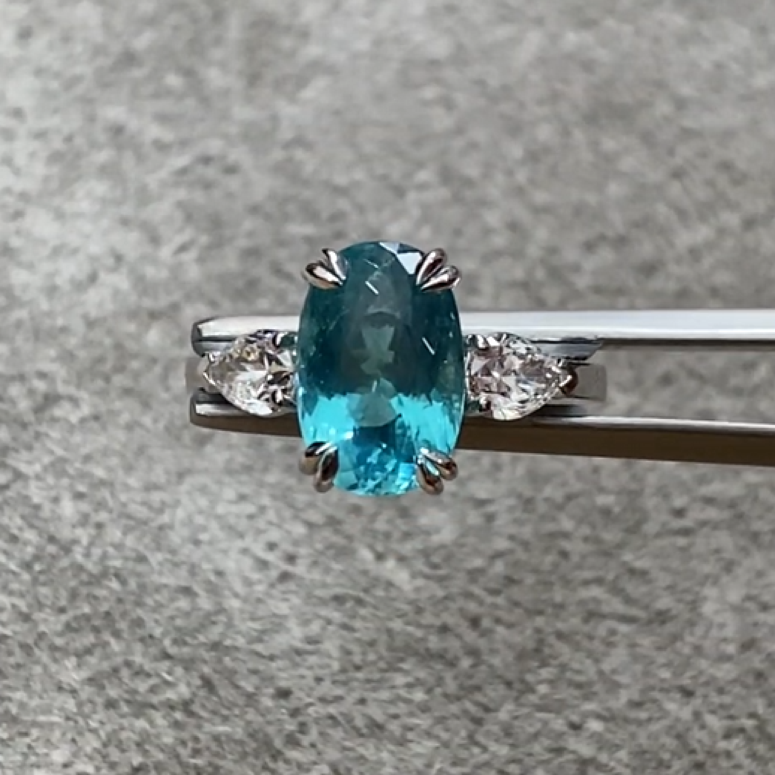Paraiba Tourmaline Ring 3.35 ct. with Diamond Accents 0.6 ct.