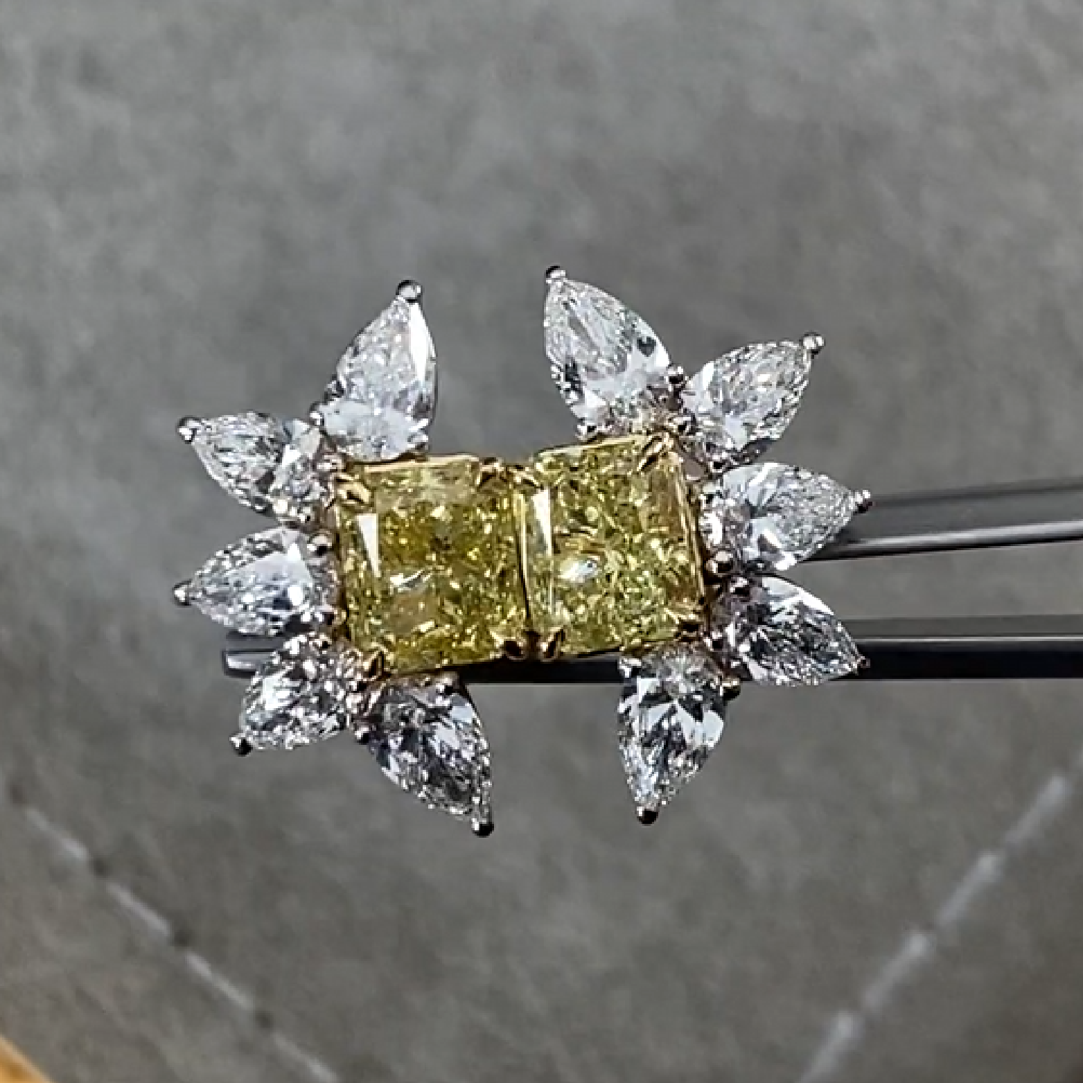 Fancy Yellow Diamond Earrings 3.01 ct with Diamond Accents