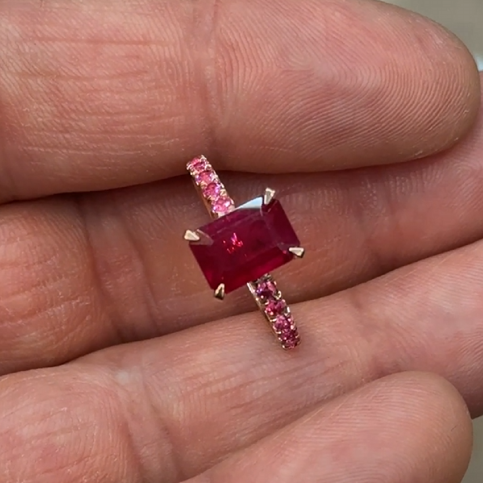 Ruby Ring 3.83 ct with Pink Spinel Accents - picture 