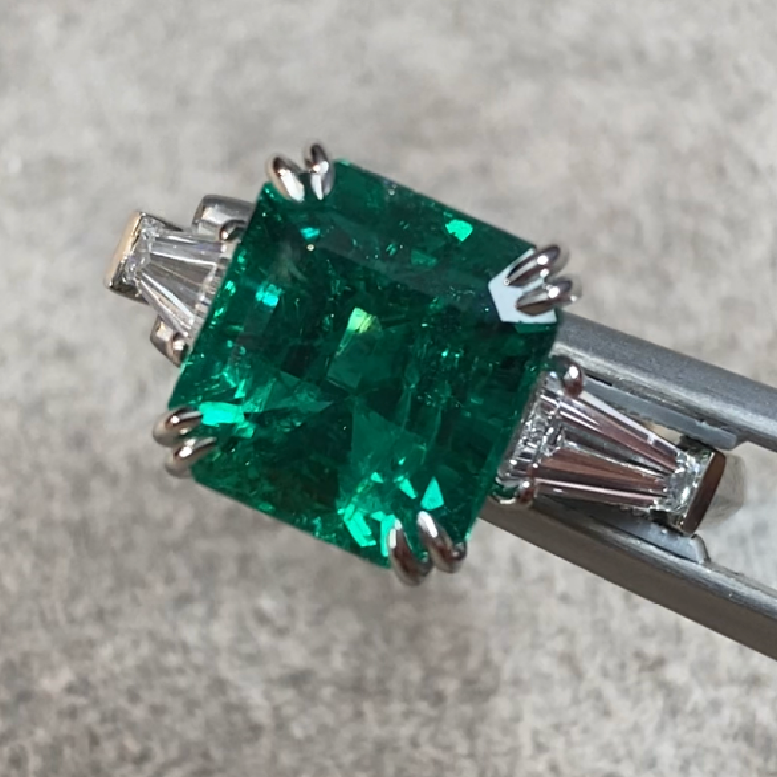 Zambian Emerald Ring 4.20 ct. with Side Diamonds