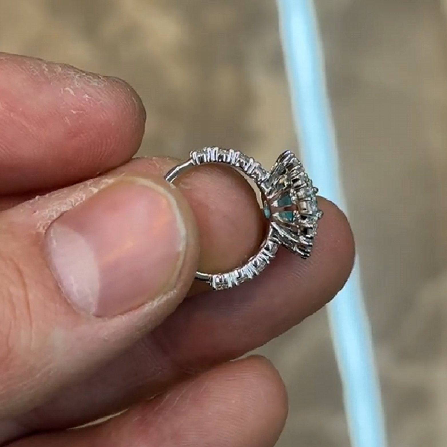 Pear Shape Blue Tourmaline Ring 2.92 ct. with Diamond Halo  - picture 