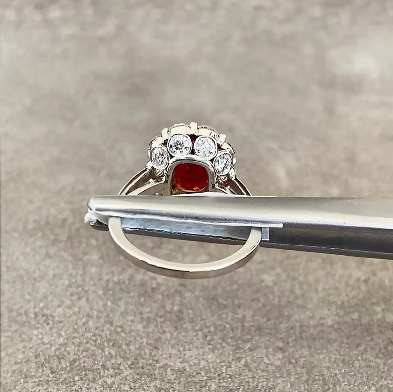 Ring with Vivid Red Burmese Spinel in 18K White Gold - picture 