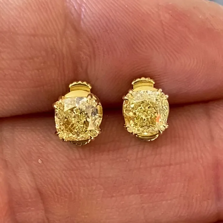 Stud Earrings with 3 ct. Yellow Diamonds