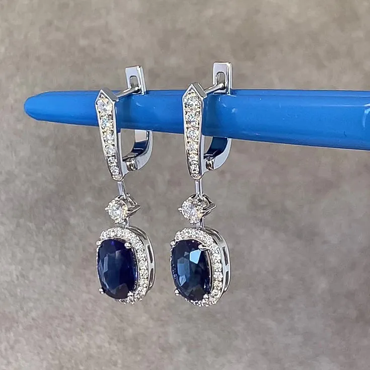 Unheated Sapphire Earrings 6.40 ct.  - picture 
