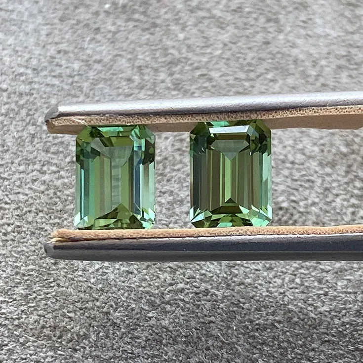 Green Tourmaline Pair 1.91 & 1.89 ct. - picture 