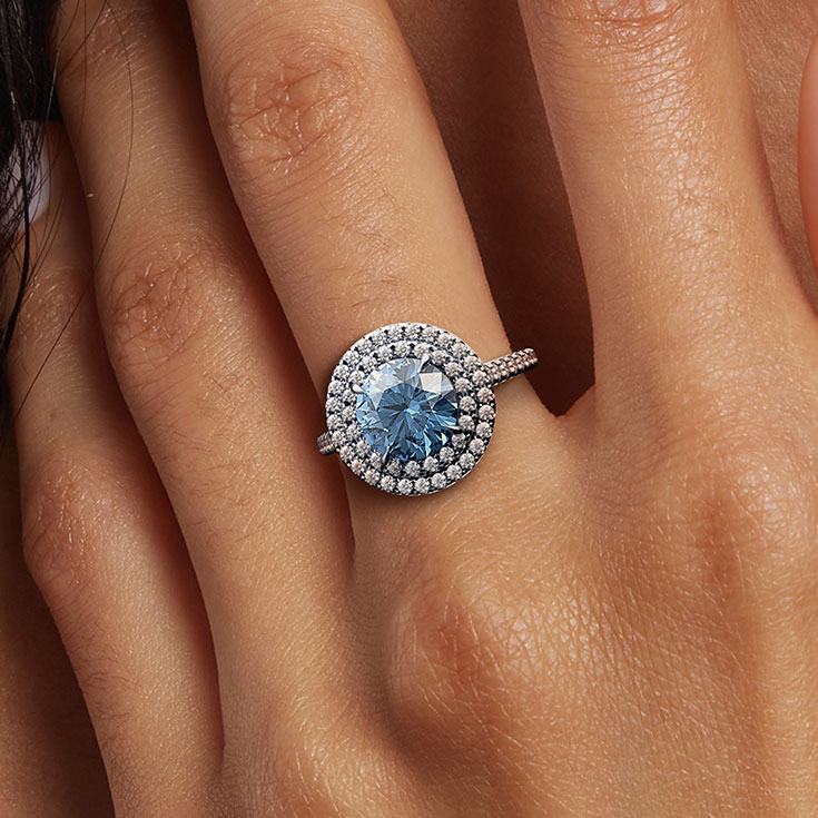 «Aqua» ring with aquamarine & diamonds - picture 