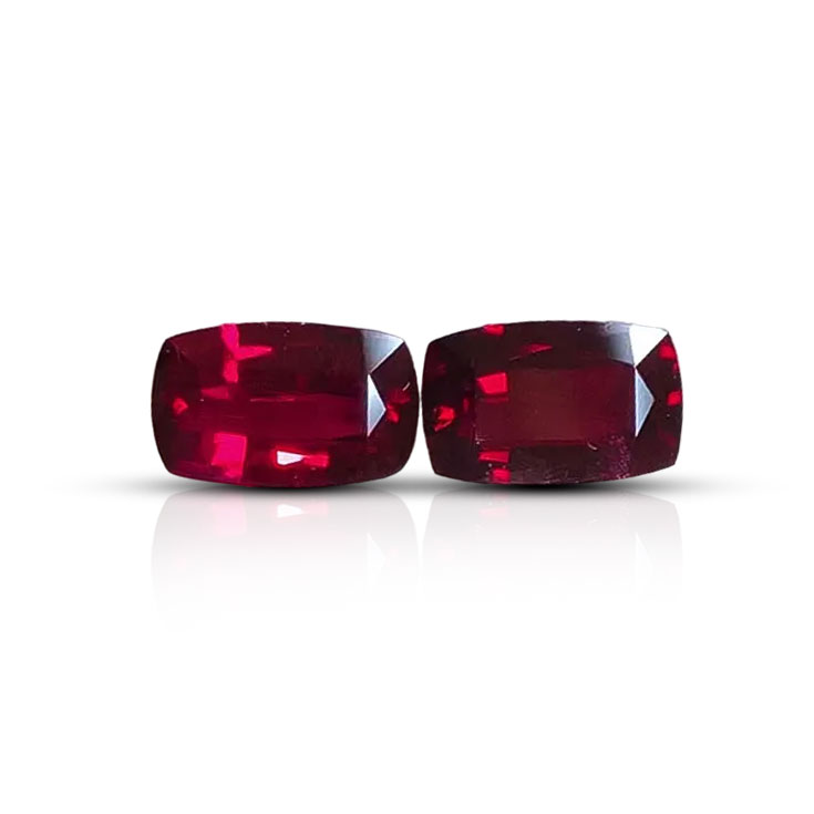 Natural Intense Red Ruby Pair 2.13 ct. & 2.15 ct.