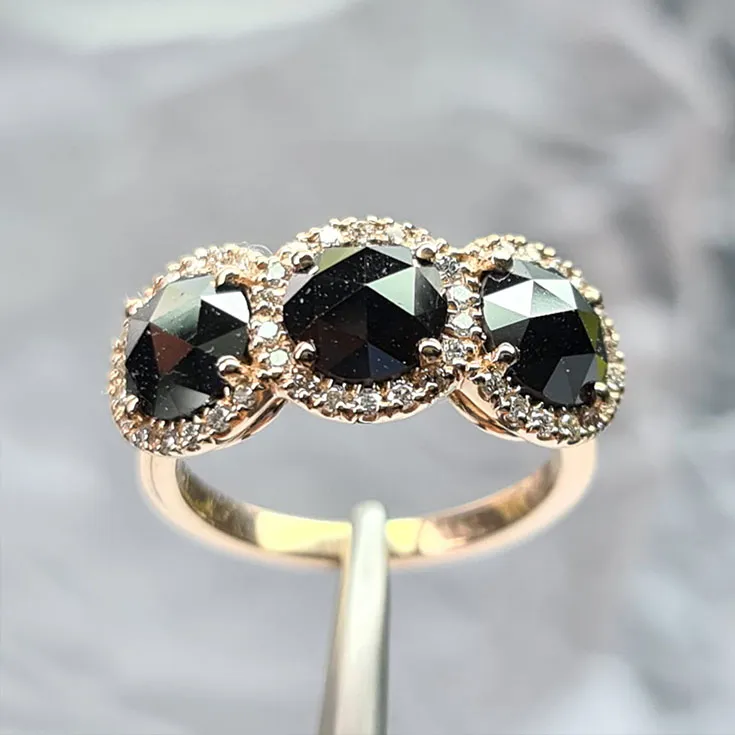 Black Color Diamond Ring 3.74 ct.