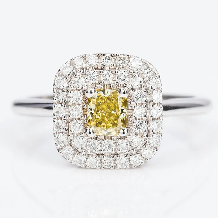 Yellow Color Diamond Ring 0.89 ct.