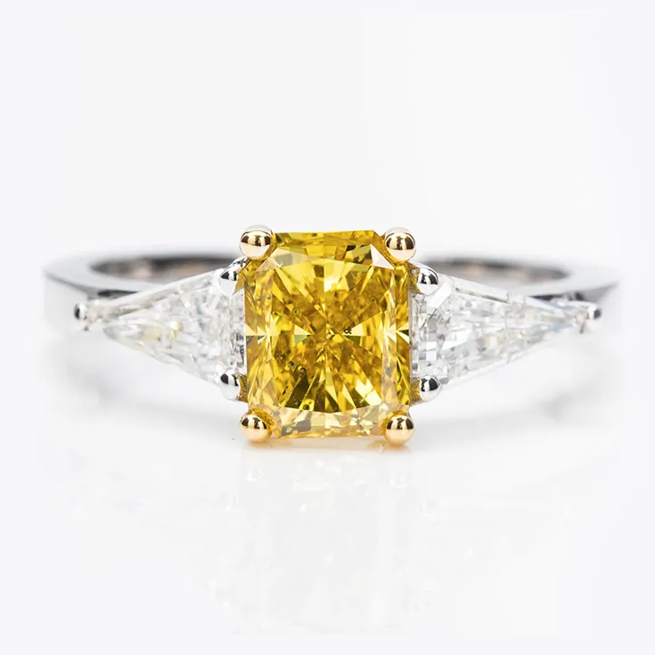 Yellow Color Diamond Ring 1.45 ct.