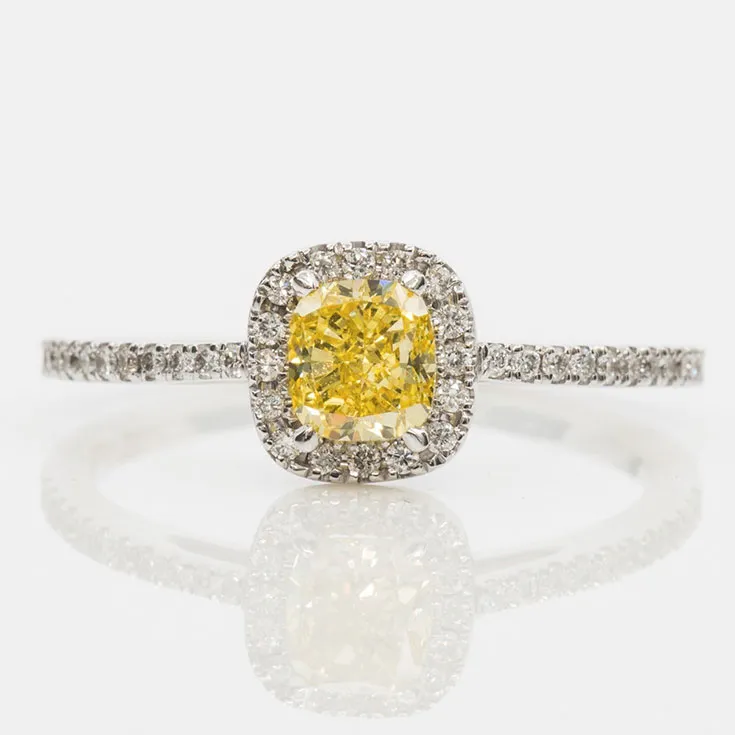 Yellow Color Diamond Ring 0.82 ct.