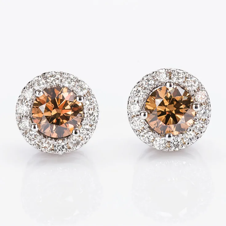 Orange Color Diamond Earrings 1.68 ct.