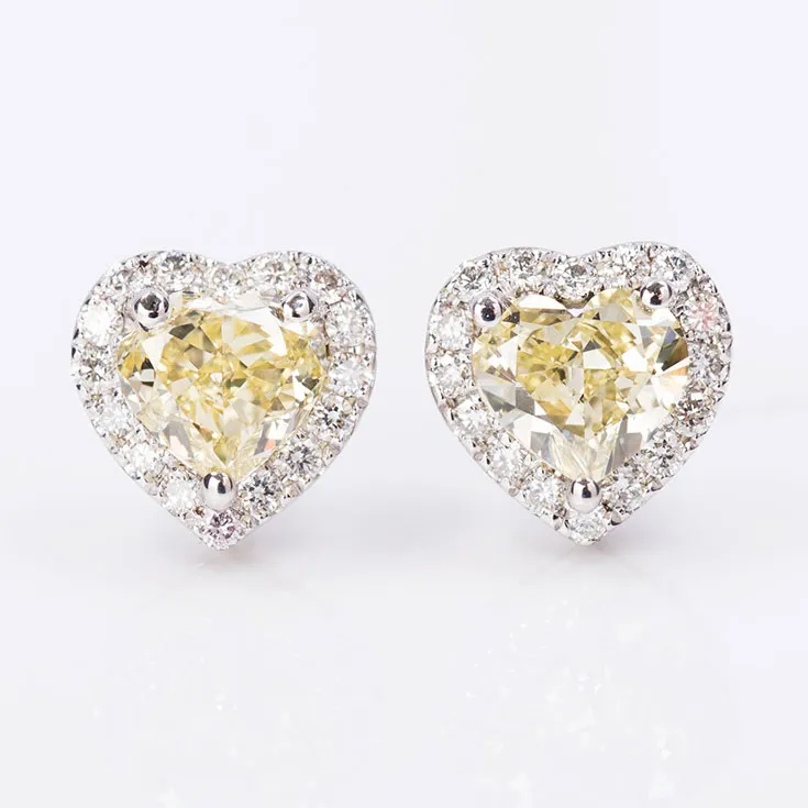 Yellow Color Diamond Earrings 1.94 ct.
