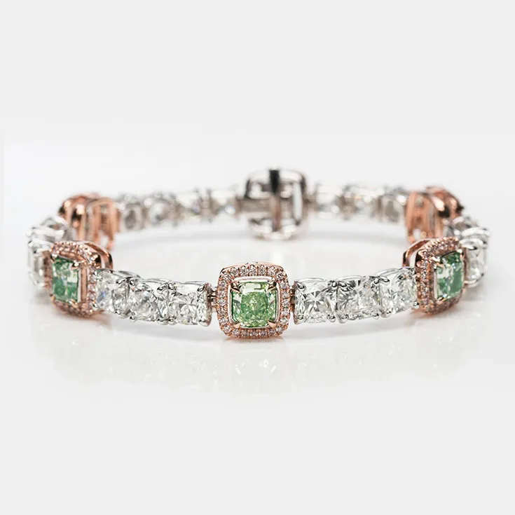 Green Color Diamond Bracelet 18.49 ct.