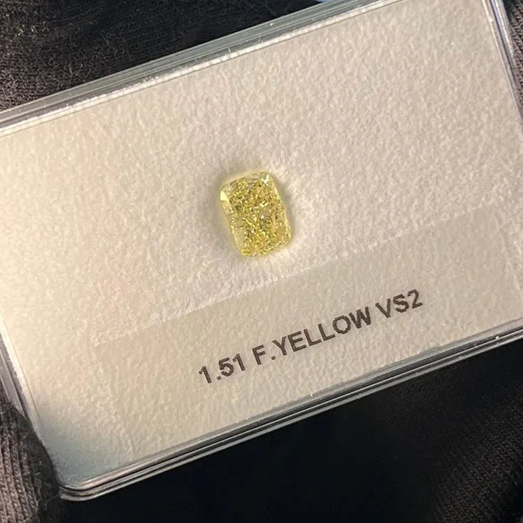Natural Yellow Diamond Cushion Shape 1.51 ct.
