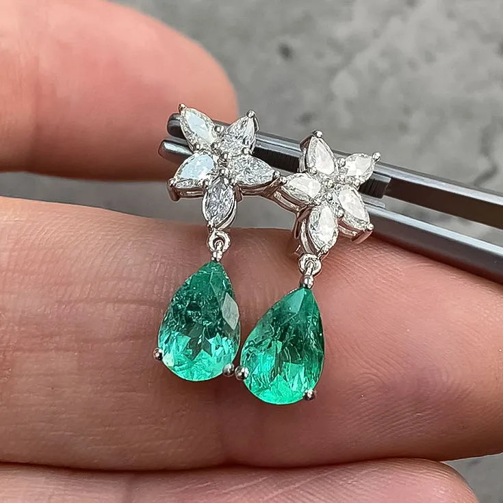 Emerald Earrings in Pear Cut 1.28 ct. & 1.45 ct. - picture 